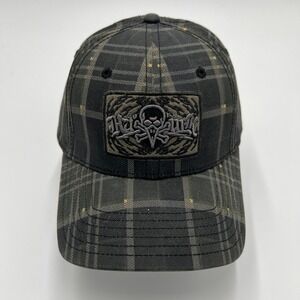 Hypland A-Flex Plaid Baseball Cap Black Grey Skull‎ Bird Embroidered Hat NWT